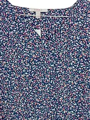 Vorschaubild 2 von Damen Bluse Gr. 44/XXL Blau Grafisch 3/4 Arm Casual Freizeit