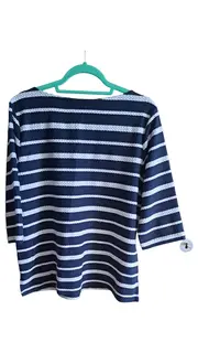 Vorschaubild 2 von Damen Pullover 3/4 Arm Gestreift Maritim Blau Gr. 44 XXL