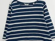 Vorschaubild 3 von Damen Pullover 3/4 Arm Gestreift Maritim Blau Gr. 44 XXL