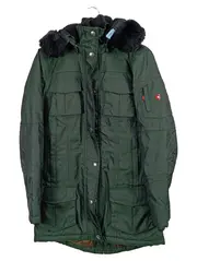 Vorschaubild 1 von Damen Parka Jacke Winterjacke Mantel Kapuze Fell Oliv Gr. 36/S