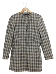 Vorschaubild 1 von Damen Blazer kariert Beige Größe S Tweed-Optik Langarm