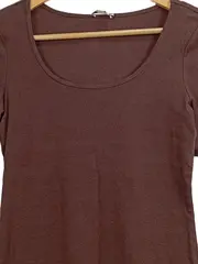 Vorschaubild 2 von Damen T-Shirt Kurzarm Rippstrick Braun Gr. 36/S Basic