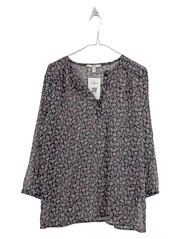 Vorschaubild 1 von Damen Bluse Gr. 40 Paisley-Muster Blau Langarm Boho