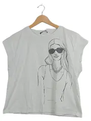 Vorschaubild 1 von Damen T-Shirt Gr. M/38 Weiß Grafikprint Frau Sonnenbrille Casual