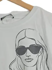 Vorschaubild 3 von Damen T-Shirt Gr. M/38 Weiß Grafikprint Frau Sonnenbrille Casual