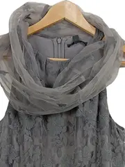 Vorschaubild 2 von Abendkleid Damen Gr. 38 M Grau Floral Midikleid Festlich Spitze