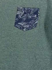 Vorschaubild 2 von Herren T-Shirt Gr. S Grün Brusttasche Tropical Print Baumwolle