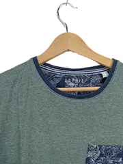 Vorschaubild 4 von Herren T-Shirt Gr. S Grün Brusttasche Tropical Print Baumwolle