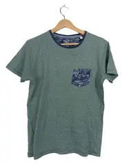 Vorschaubild 1 von Herren T-Shirt Gr. S Grün Brusttasche Tropical Print Baumwolle