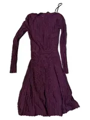 Vorschaubild 3 von Damen Strickkleid Langarm V-Ausschnitt Lila Gr. S 36