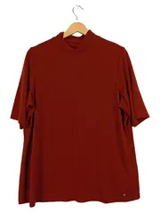 Vorschaubild 1 von Damen T-Shirt Rollkragen Gr. 46 Rot Casual Kurzarm