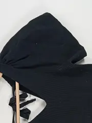 Vorschaubild 3 von Damen Top Puffärmel Schleife Rücken Rippstrick Schwarz Gr. S