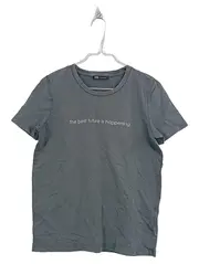 Vorschaubild 1 von Damen T-Shirt Gr. S Grau Schriftzug Print Baumwolle Casual