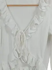 Vorschaubild 3 von Damen Bluse Rüschen Weiß Gr. 38 Langarm Feminin