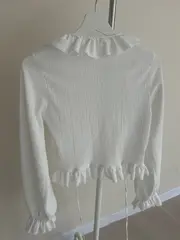 Vorschaubild 2 von Damen Bluse Rüschen Weiß Gr. 38 Langarm Feminin