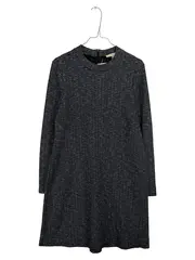 Vorschaubild 1 von Damen Kleid Gr. 38 M Grau Gestreift Langarm Freizeitkleid Reißverschluss