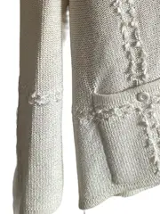 Vorschaubild 5 von Damen Strickjacke L Beige Baumwolle Strukturmuster Klassisch Langarm