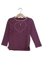 Vorschaubild 1 von Mädchen Langarmshirt Gr. 104x110 Lila Herz Glitzer Streifen Baumwolle