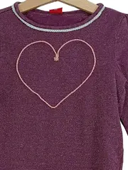Vorschaubild 2 von Mädchen Langarmshirt Gr. 104x110 Lila Herz Glitzer Streifen Baumwolle