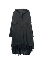 Vorschaubild 1 von Damen Übergangsmantel Gr. 34/XS Schwarz Kapuze Layered Look