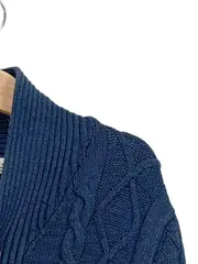 Vorschaubild 4 von Strickjacke Kinder Gr. 122-128 Blau Zopfmuster Baumwolle