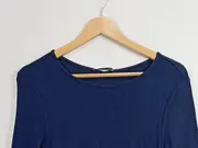 Vorschaubild 3 von Damen Jerseykleid Langarm Blau Gr. M Seitenstreifen