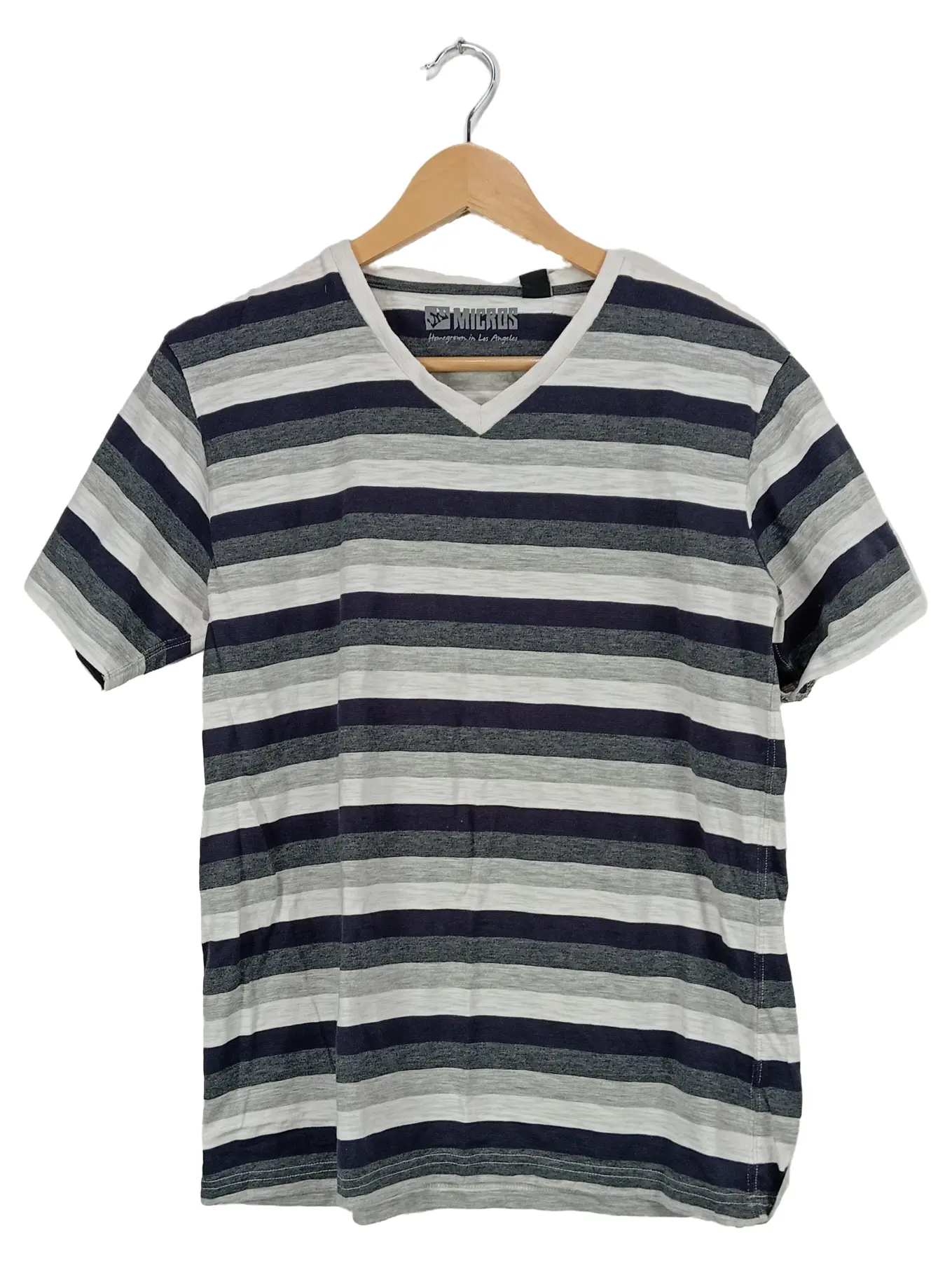 MICROS Herren T-Shirt Gestreift Baumwolle Freizeit Kurzarm Gr. L