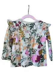 Vorschaubild 3 von Langarmshirt Blumenmuster Rüschen Grün Gr. 86 Baumwolle Mädchen