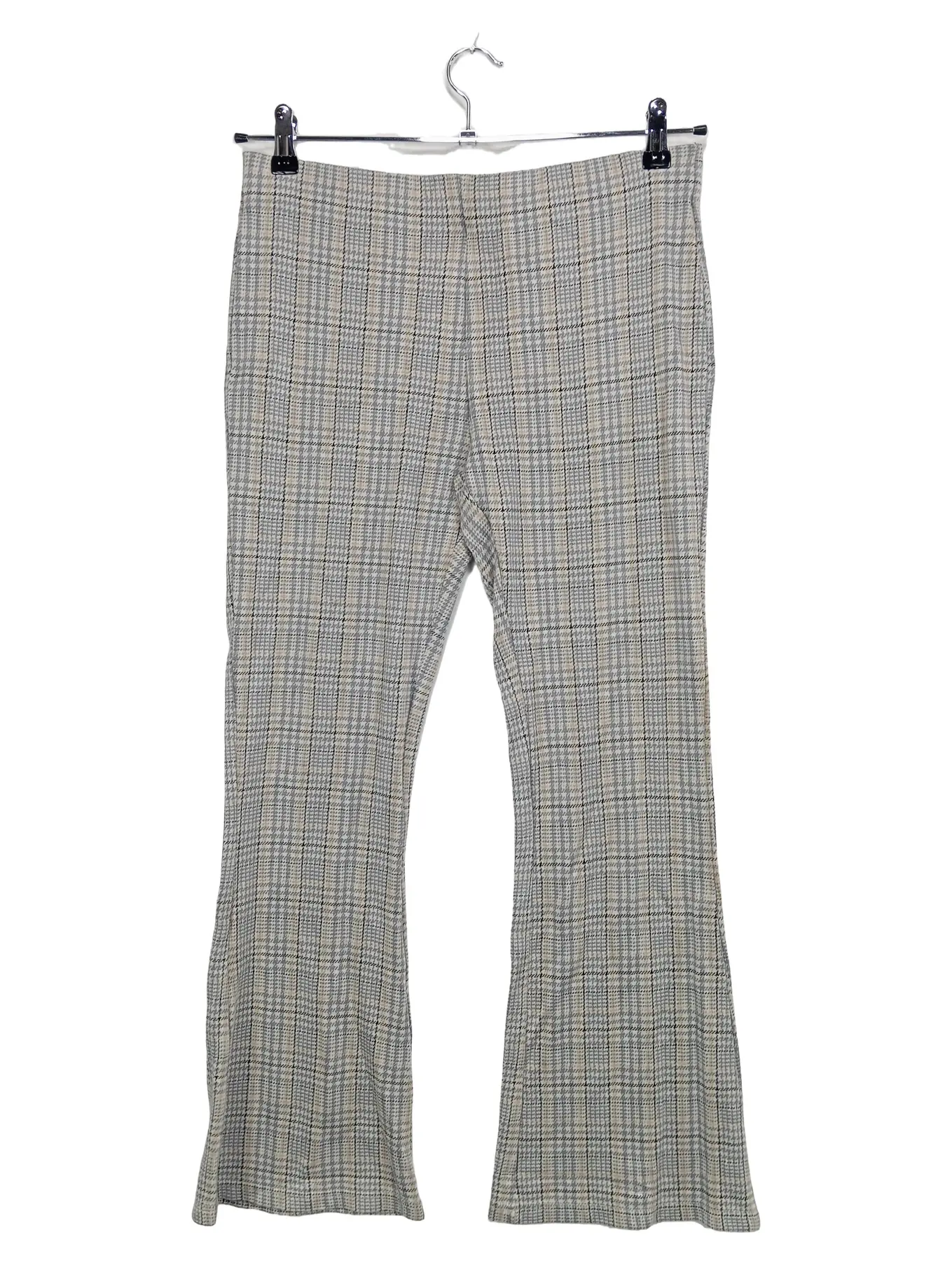 PAGE ONE Damen Stoffhose Kariert Grau Bootcut Gr. M/40 Büro Viskose