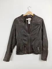 Vorschaubild 2 von Lederjacke Damen Gr. 38 M Braun Echtleder Biker Style Übergang Casual