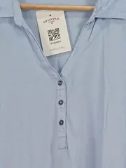 Vorschaubild 3 von Damen Poloshirt Gr. 40/L Hellblau Baumwolle Kurzarm