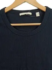 Vorschaubild 2 von Damen T-Shirt Gr. 38/M Schwarz Rippstrick Rüschen Kurzarm