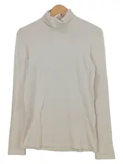 Vorschaubild 1 von Damen Rollkragen Pullover Gr. 38 M Beige Baumwolle Rippstrick Basic