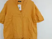 Vorschaubild 5 von Damen Leinenbluse Gr. 38 Orange Kurzarm V-Ausschnitt