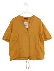 Vorschaubild 1 von Damen Leinenbluse Gr. 38 Orange Kurzarm V-Ausschnitt