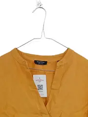 Vorschaubild 2 von Damen Leinenbluse Gr. 38 Orange Kurzarm V-Ausschnitt