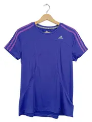 Vorschaubild 1 von Damen Sport Shirt Kurzarm Lila Streifen Polyester Gr. 38 M