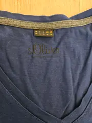 Vorschaubild 2 von Herren T-Shirt V-Ausschnitt Blau Gr. M/L Baumwolle Basic