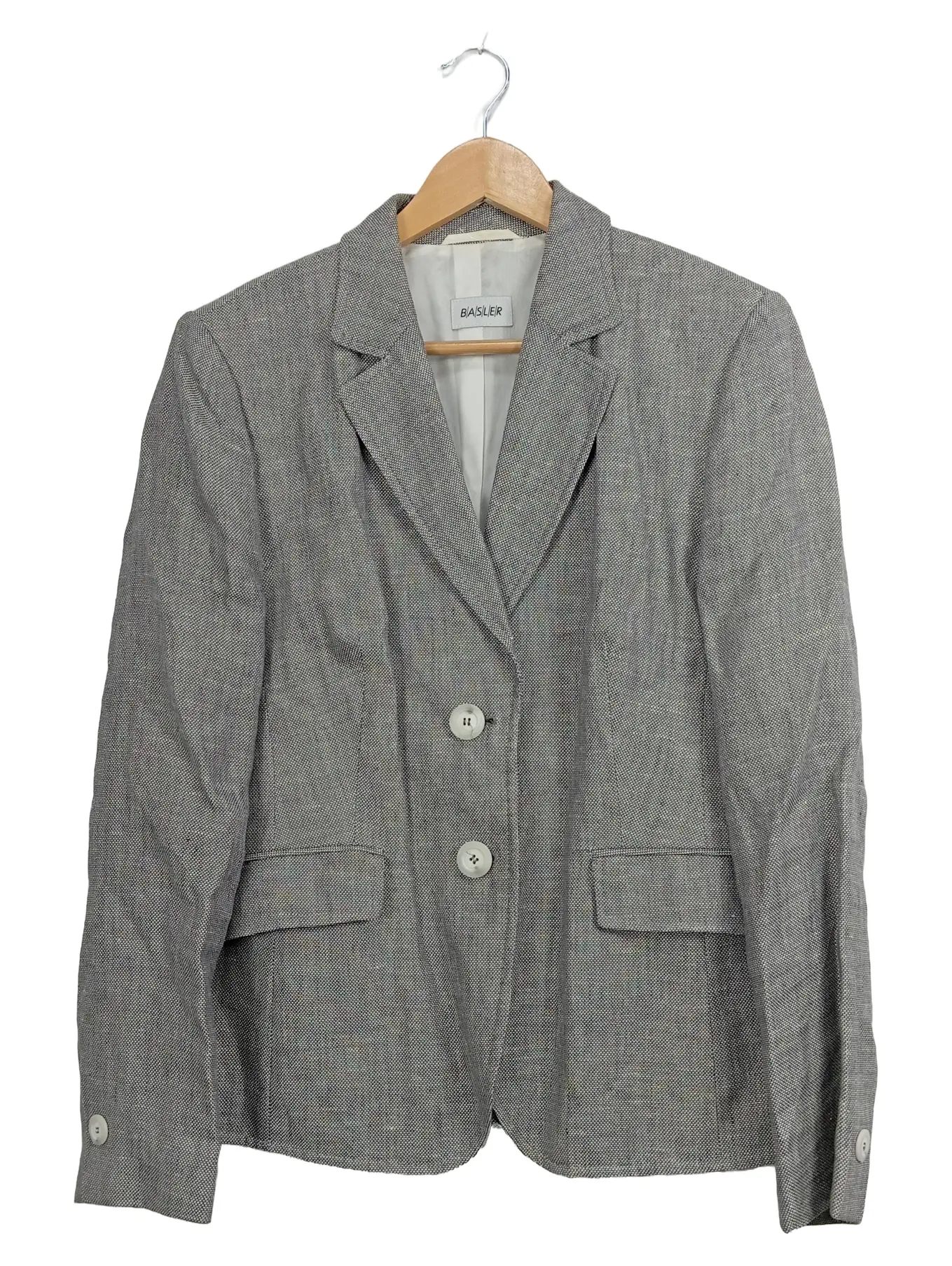 BASLER Leinen Blazer Damen Gr. 40 L Grau Business Frühjahr Sommer Jacke