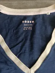 Vorschaubild 5 von Damen Langarmshirt Gr. 36 Blau V-Ausschnitt Glitzer Borte Raffung Casual