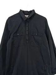 Vorschaubild 3 von Damen Hemdblusenkleid Gr. 38/M Schwarz Baumwolle Langarm