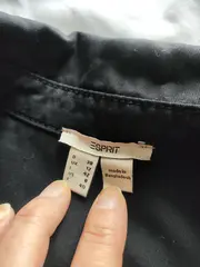 Vorschaubild 4 von Damen Hemdblusenkleid Gr. 38/M Schwarz Baumwolle Langarm