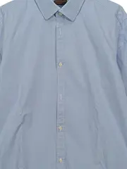 Vorschaubild 3 von Herren Business Hemd Kariert Blau Langarm Gr. 42 XL Baumwolle