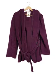 Vorschaubild 1 von Damen Morgenmantel Bademantel Gr. 42 XL Lila Kapuze Weich Fleece