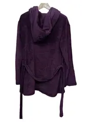 Vorschaubild 2 von Damen Morgenmantel Bademantel Gr. 42 XL Lila Kapuze Weich Fleece