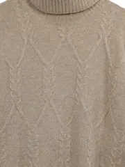 Vorschaubild 4 von Damen Rollkragenpullover Zopfmuster Beige Gr. L Oversized