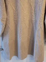 Vorschaubild 6 von Damen Rollkragenpullover Zopfmuster Beige Gr. L Oversized