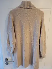 Vorschaubild 3 von Damen Rollkragenpullover Zopfmuster Beige Gr. L Oversized