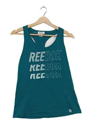 Vorschaubild 1 von Damen Tanktop Gr. 36/S Sportlich Petrol Schriftzug Baumwolle Polyester
