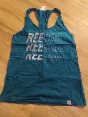 Vorschaubild 3 von Damen Tanktop Gr. 36/S Sportlich Petrol Schriftzug Baumwolle Polyester